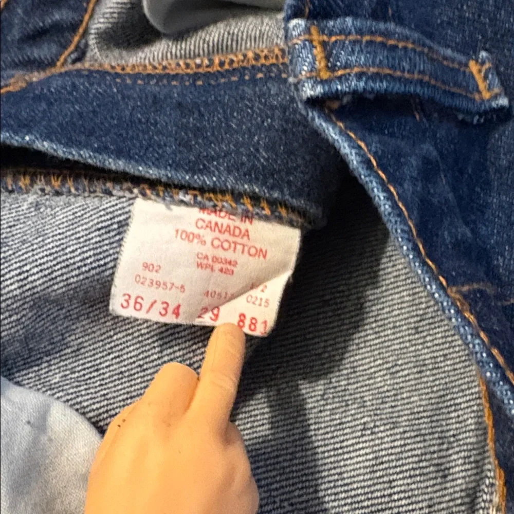 Levi’s 881 RARE VINTAGE Orange Tab 36x34 Canada Denim Jeans